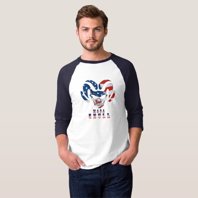 Ultra Maga Skull | Men's Basic 3/4 Sleeve Raglan T-Shirt (Front Full)