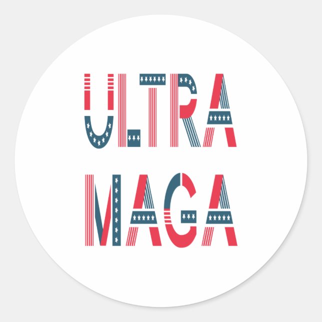 Ultra MAGA Trump Patriotic Republican Conservative Classic Round Sticker (Front)