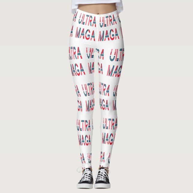 Ultra MAGA Trump Patriotic Republican Conservative Leggings (Front)