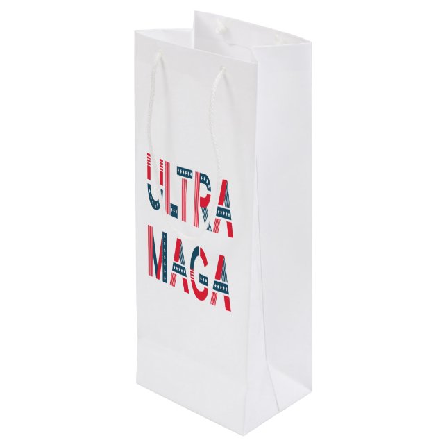 Ultra MAGA Trump Patriotic Republican Conservative Wine Gift Bag (Back Angled)