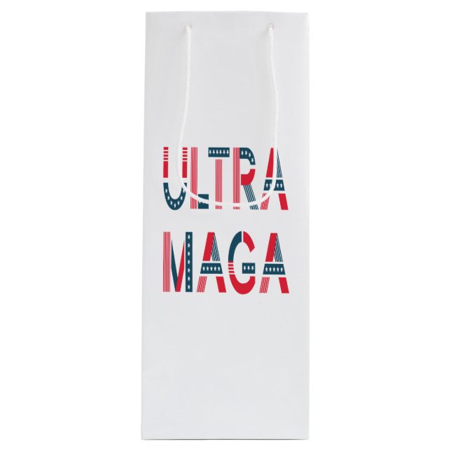 Ultra MAGA Trump Patriotic Republican Conservative Wine Gift Bag (Front)