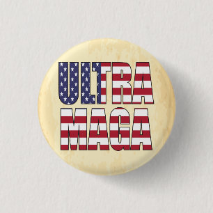 Ultra MAGA Trump Supporter 💡  Great Again USA  3 Cm Round Badge