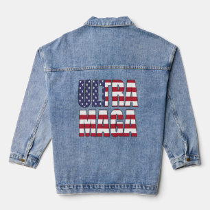 Ultra MAGA Trump Supporter ⛳ Great Again USA Denim Jacket