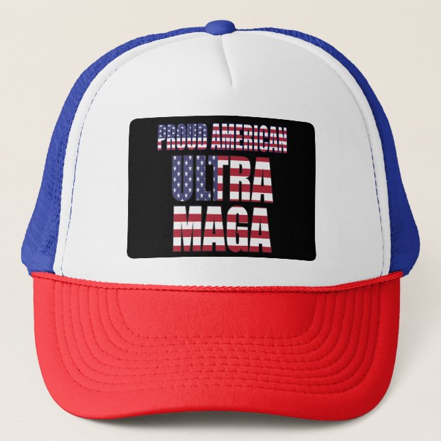 Ultra MAGA Trump Supporter ⛳   Great Again USA  Trucker Hat (Front)