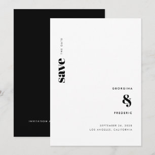 Ultra Minimal Black White Typography Wedding Save The Date
