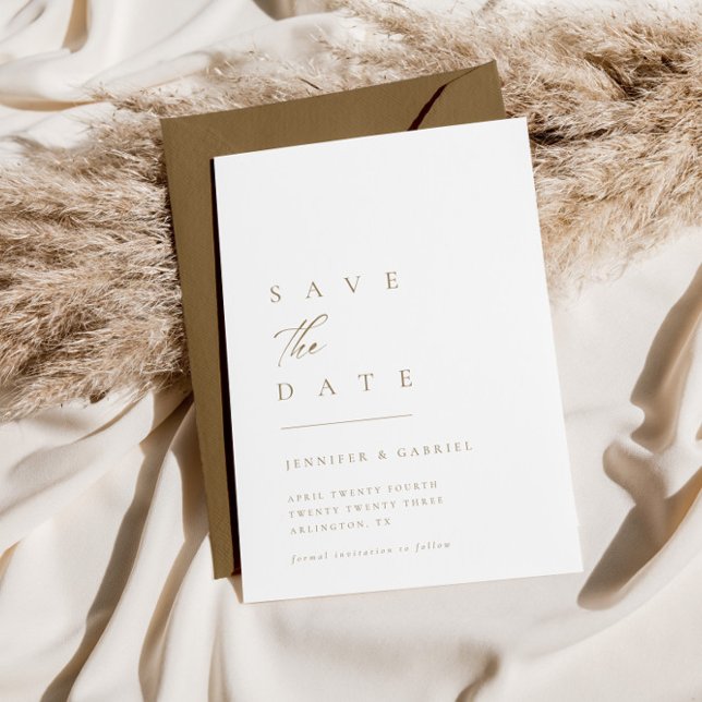 Ultra-Minimal Gold Typography Save the Date | Invitation (Creator Uploaded)