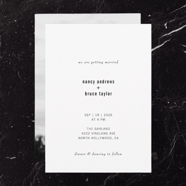 Ultra Minimal Modern Typography Photo Wedding Invitation (Creator Uploaded)