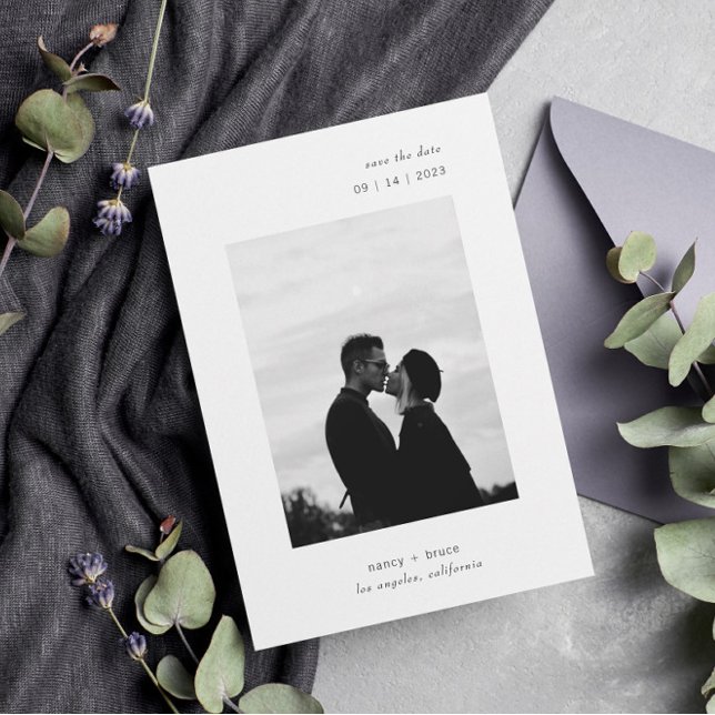 Ultra Minimal Modern Typography Photo Wedding Save The Date (Creator Uploaded)