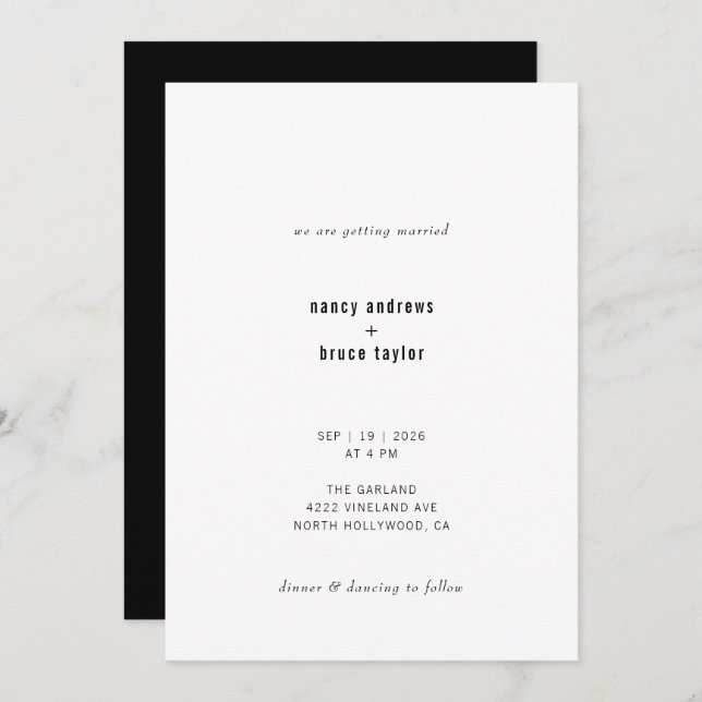 Ultra Minimal Modern Typography QR Code Wedding Invitation (Front/Back)