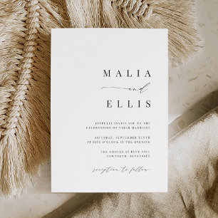 Ultra Minimal Right Calligraphy Accent Wedding Invitation