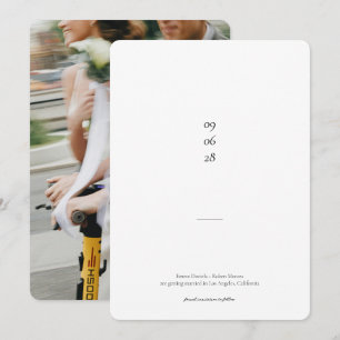 Ultra Minimalist Black and White Photo Wedding Save The Date