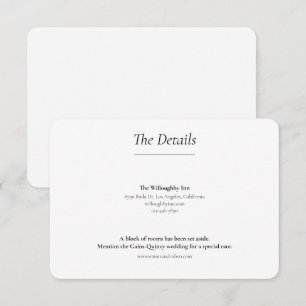 Ultra Minimalist Black and White Wedding Enclosure Card