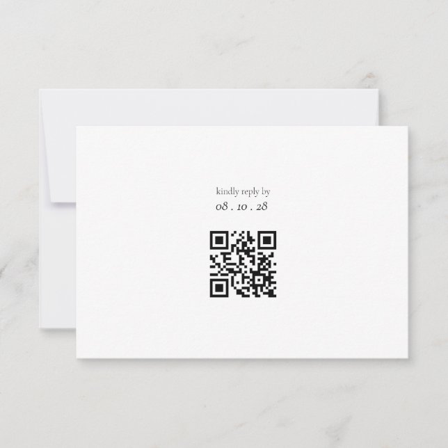 Ultra Minimalist Black & White Wedding RSVP Card (Front)