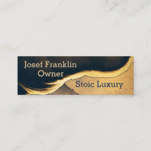Ultra Modern Alcohol Ink Navy and Gold Mini Business Card