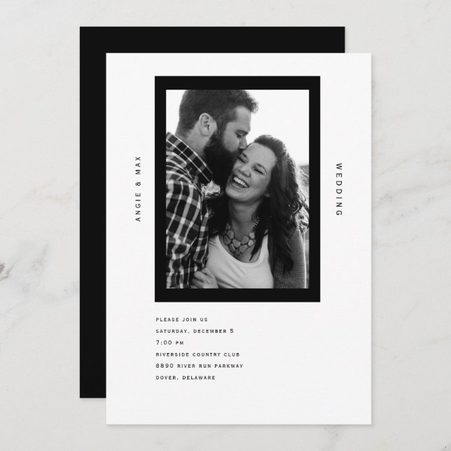 Ultra Modern B/W Photo Simple B/W Invitation (Front/Back)