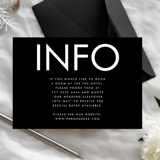 Ultra Modern Bold Big INFO Wedding Details Enclosure Card (Creator Uploaded)