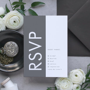 Ultra Modern Bold Big Monogram Grey Wedding RSVP Card