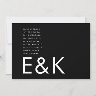 Ultra Modern Bold Big Monogram Minimalist Wedding Invitation