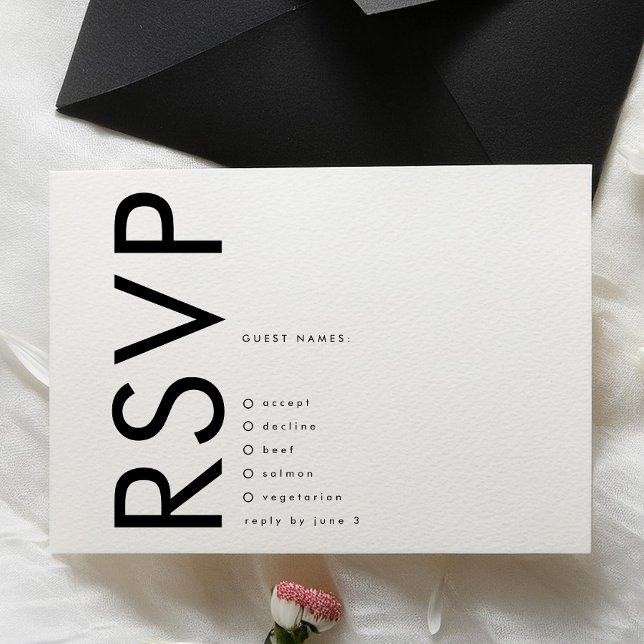 Ultra Modern Bold Big Monogram Minimalist Wedding RSVP Card (Creator Uploaded)