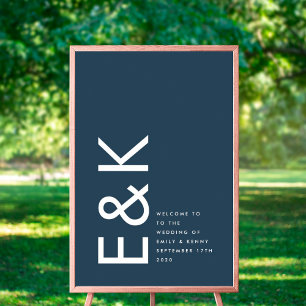 Ultra Modern Bold Big Monogram Navy Blue Poster