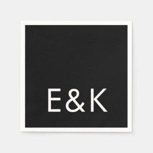 Ultra Modern Bold Big Monogram Simple Black Napkin