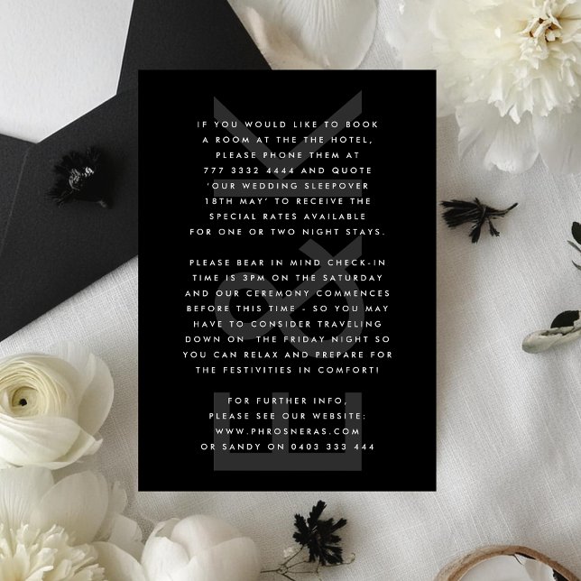 Ultra Modern Bold Big Monogram Simple Wedding Enclosure Card (Creator Uploaded)