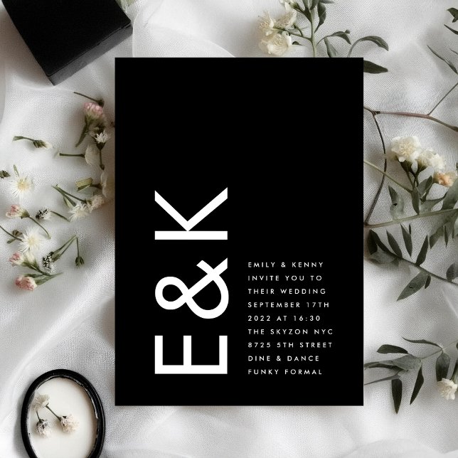 Ultra Modern Bold Big Monogram Simple Wedding Invitation (Creator Uploaded)