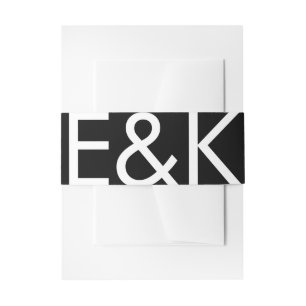 Ultra Modern Bold Big Monogram Simple Wedding Invitation Belly Band