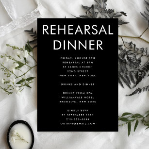 ULTRA MODERN BOLD BLACK WEDDING REHEARSAL DINNER INVITATION