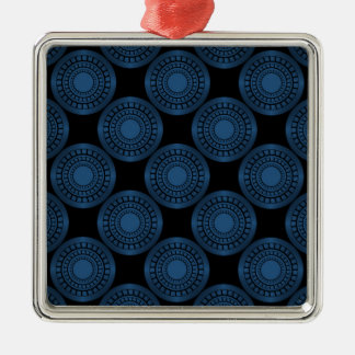 Ultra Modern Circles Premium Ornament, Blue Metal Tree Decoration