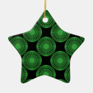 Ultra Modern Circles Star Ornament, Green Ceramic Tree Decoration