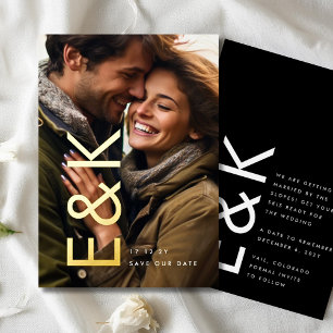 Ultra Modern Gold Photo Monogram Save Our Date