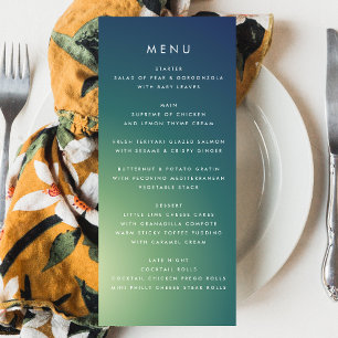 Ultra Modern Gradient Green Blue Ombre Wedding Menu