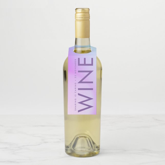 Ultra Modern Gradient Purple Fall Wedding Bottle Tag (On Bottle)