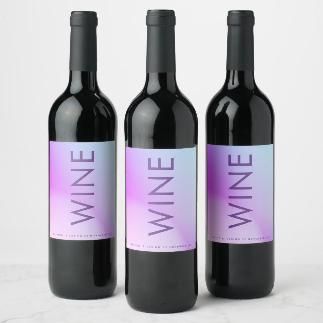 Ultra Modern Gradient Purple Fall Wedding Wine Label (Bottles)