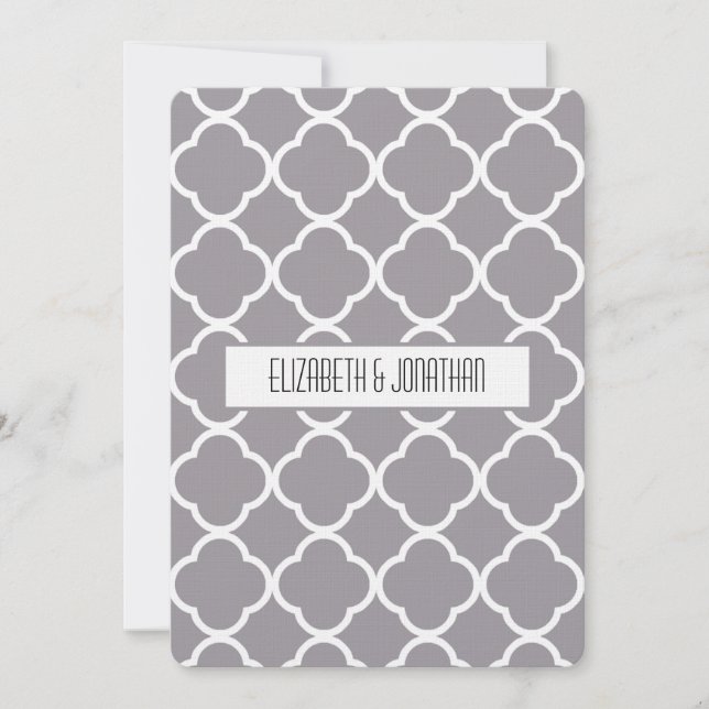 Ultra Modern Grey Ogee Wedding Invitation (Front)