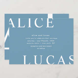 Ultra Modern Layout Monogram Blue Wedding Invitation