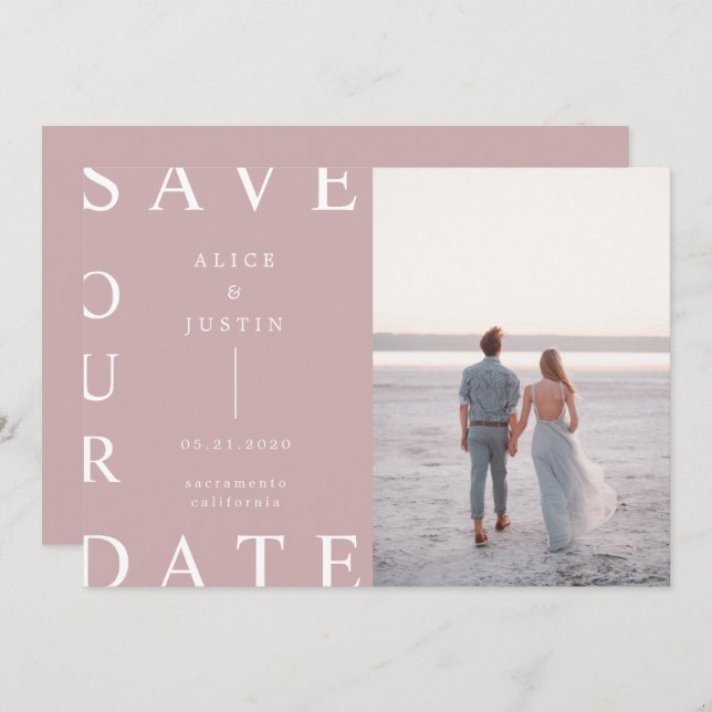 ultra modern layout photo Save the Date Invitation (Front/Back)