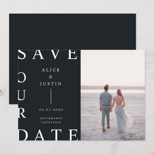 ultra modern layout photo Save the Date Invitation (Front/Back)