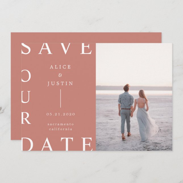 ultra modern layout photo Save the Date Invitation (Front/Back)