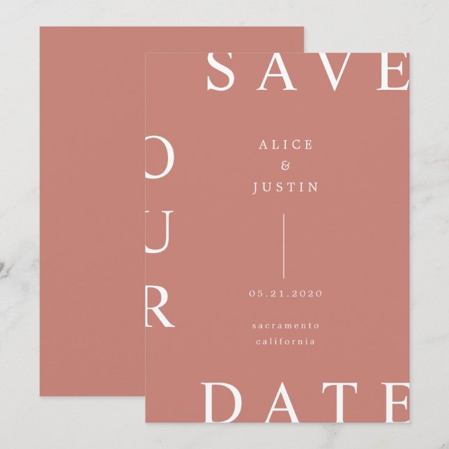 ultra modern layout Save the Date Invitation (Front/Back)