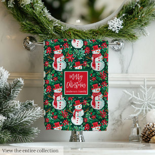 Ultra modern magenta and green Christmas preppy Bath Towel Set