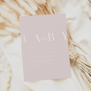 Ultra-Modern Minimal Pale Pink Baby Shower Invitation