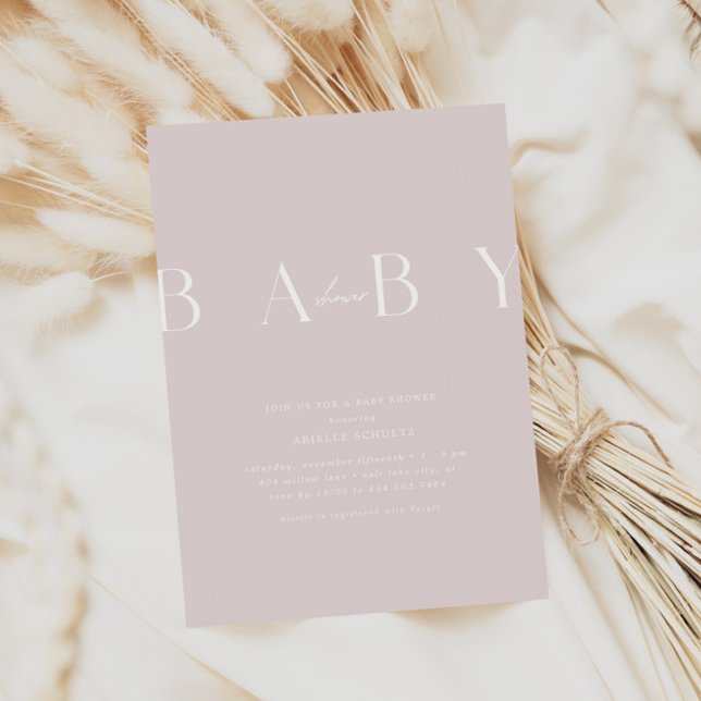 Ultra-Modern Minimal Pale Pink Baby Shower Invitation (Creator Uploaded)
