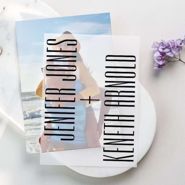 Ultra Modern Minimalist Bold Names Wedding Overlay Vellum Invitations (Creator Uploaded)