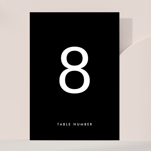 Ultra Modern Minimalist SIMPLE BLACK WHITE wedding Table Number (Creator Uploaded)