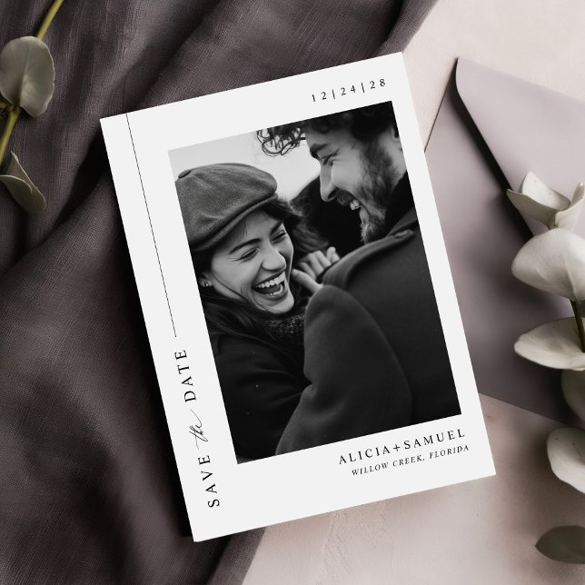 Ultra Modern Minimalist Typography Photo Wedding Save The Date (Creator Uploaded)