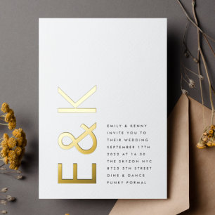Ultra Modern Monogram Simple Wedding REAL GOLD