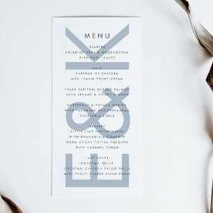 Ultra Modern Navy Blue White Simple Monogram Menu