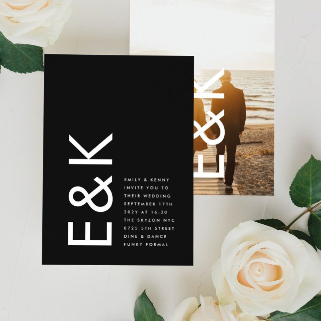 Ultra Modern | Photo | Bold Monogram Wedding Invitation (Creator Uploaded)